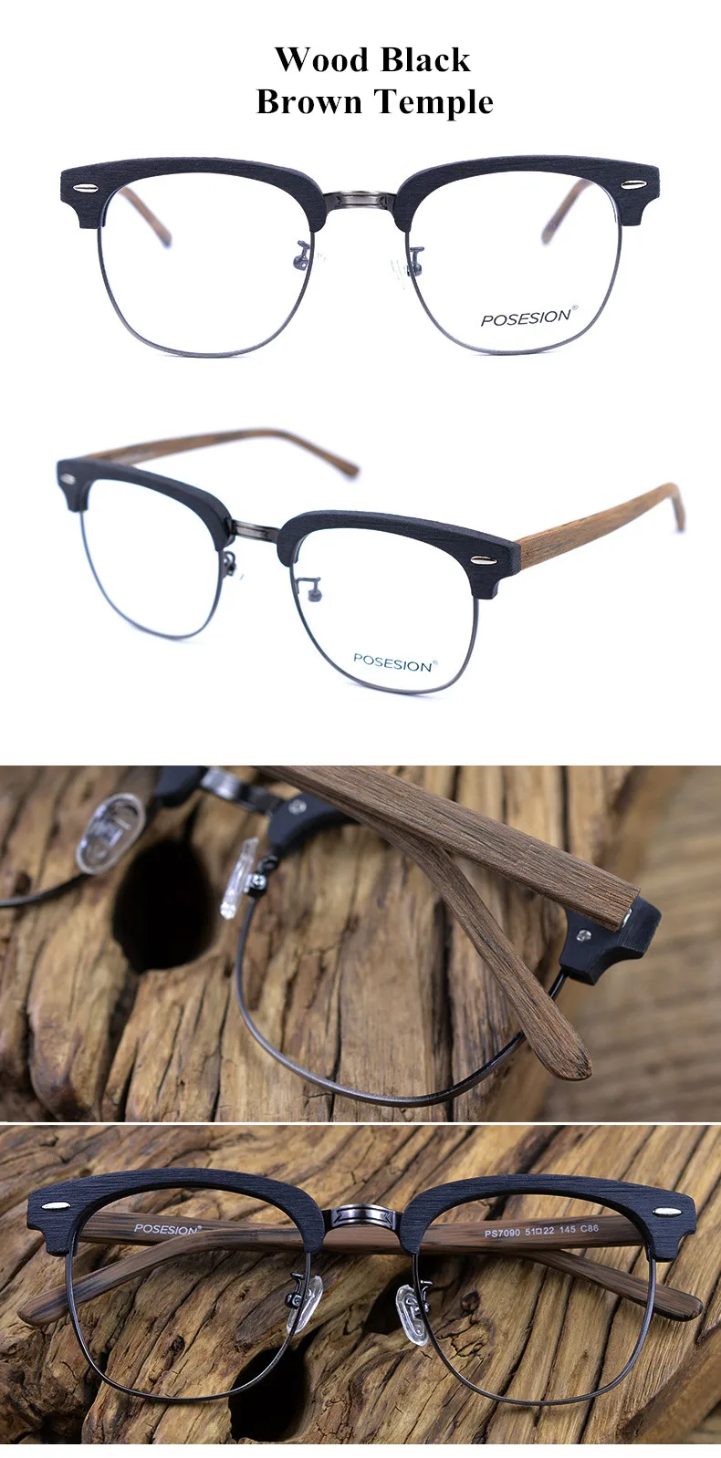 Prosesion ручной работы винтажные деревянные оптические очки в оправе мужские прозрачные рецептурные линзы очки ацетатные очки для женщин