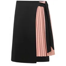 Женская юбка размера плюс, Лоскутная, розовая, белая, шифоновая, офисная, для девушек, плиссированная юбка, высокая талия, черная, ложная, из двух частей, Jupe Femme 3xl