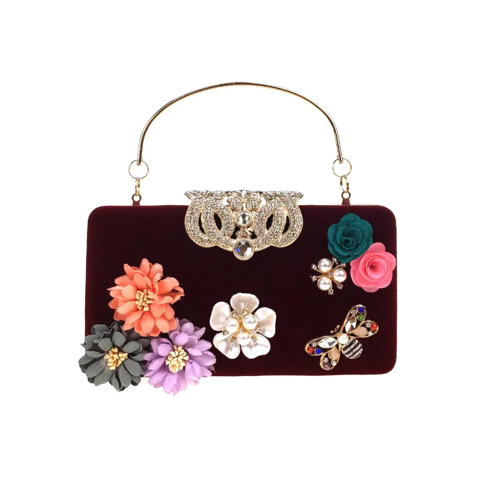 

NEW!2017 Women Messenger Flower Bags Fashion Mini Bag With BEE Diamond Shell Shape Bag Women Purse Handbag Clutch free shipping