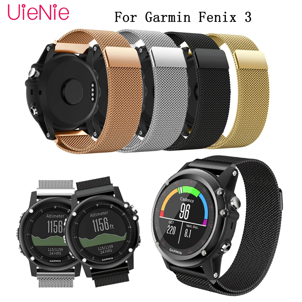 

Fit wrist Milanese magnetic ring watchband stainless steel wrist strap for Garmin Fenix 3 3 HR easy to fit watch band bracelet