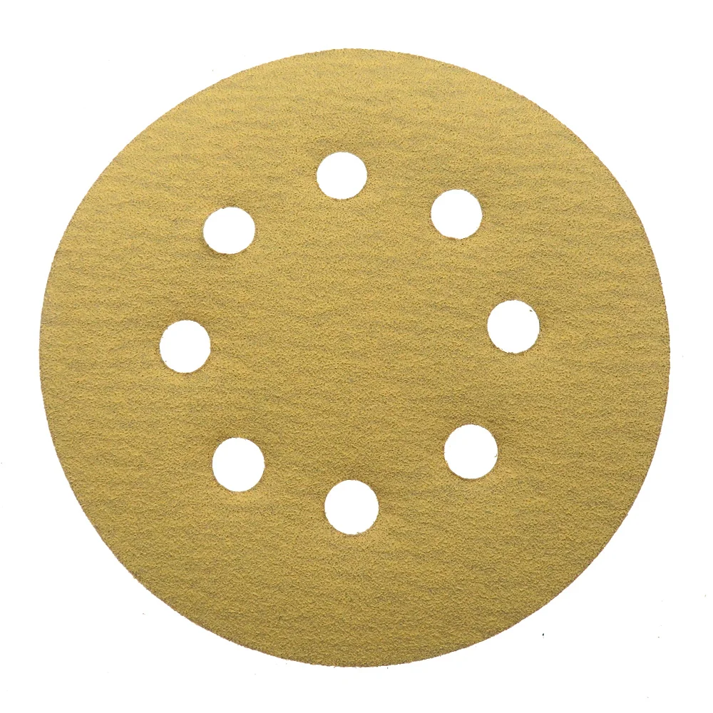 

20Pcs 5 Inch 8 Holes Aluminium Oxide 60 to 1000 Grits Hook and Loop Gold Sandpaper Sanding Disc for Metal & Automotive