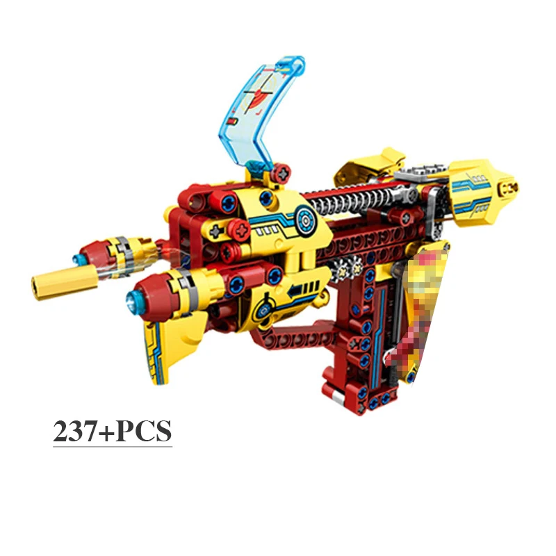 DIY технология строительные блоки игрушечный пистолет сборка игрушка мозговая съемка игра модель может огонь пули с инструкцией книга совместима