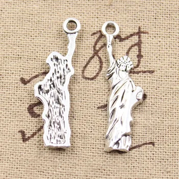 

20pcs Charms Statue Of Liberty New York 34x10mm Antique Silver Color Pendants Making DIY Handmade Tibetan Silver Color Jewelry
