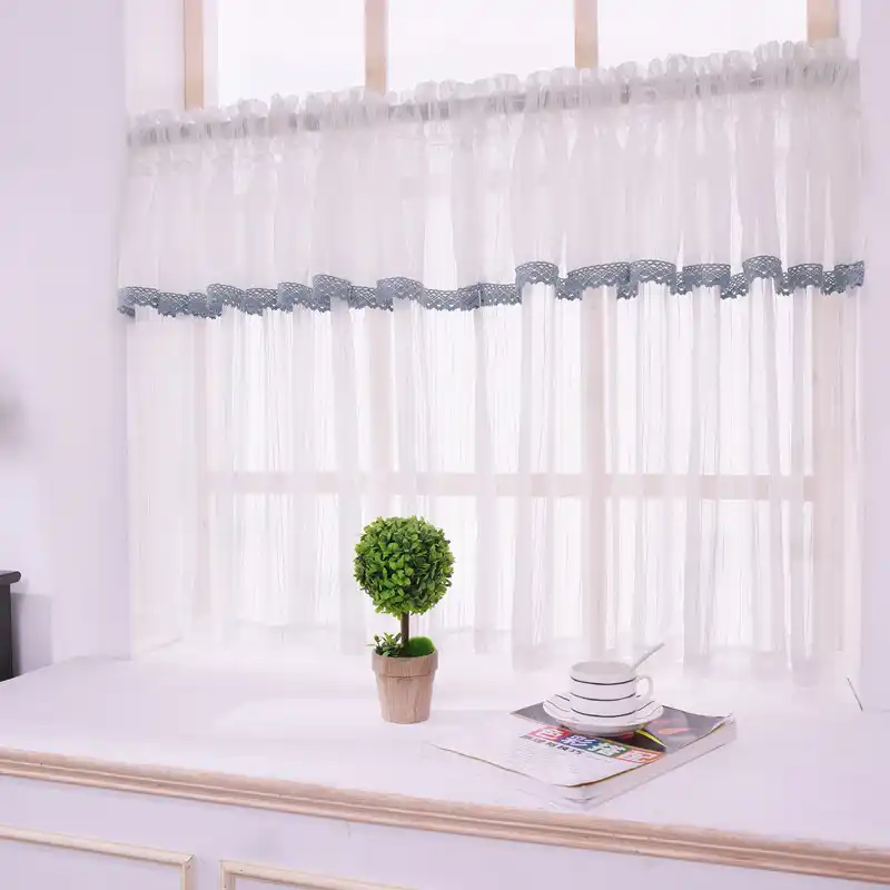 cortinas romanas tejidas para cocina cortas transparentes cortina de tul de ventana para dormitorio hilo de cafe para puerta