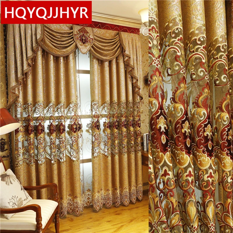 Us 13 21 61 Off European And American Style Royal Gold Luxury Curtains For Living Room Window Curtain Bedroom Window Curtain Kitchen Hotel In