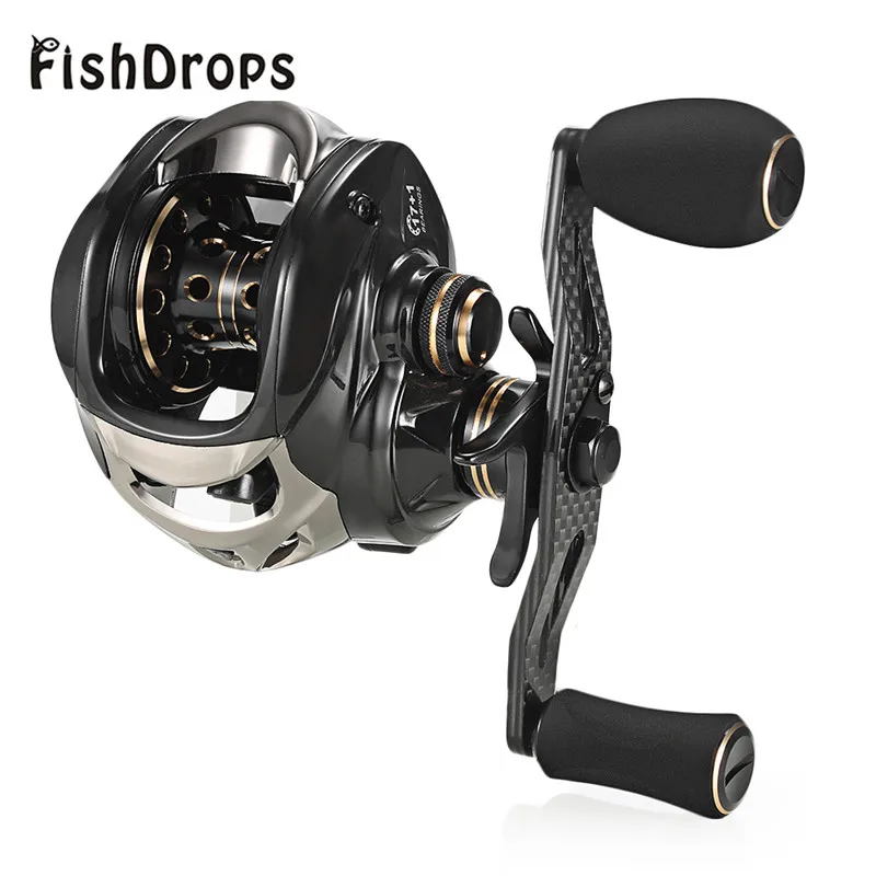 

Fishdrops Bait casting Reel 17+1 Ball Bearing Carp Fishing Left/Right Hand Bait 7.2:1 Carbon Fiber Fishing Wheel carretilha