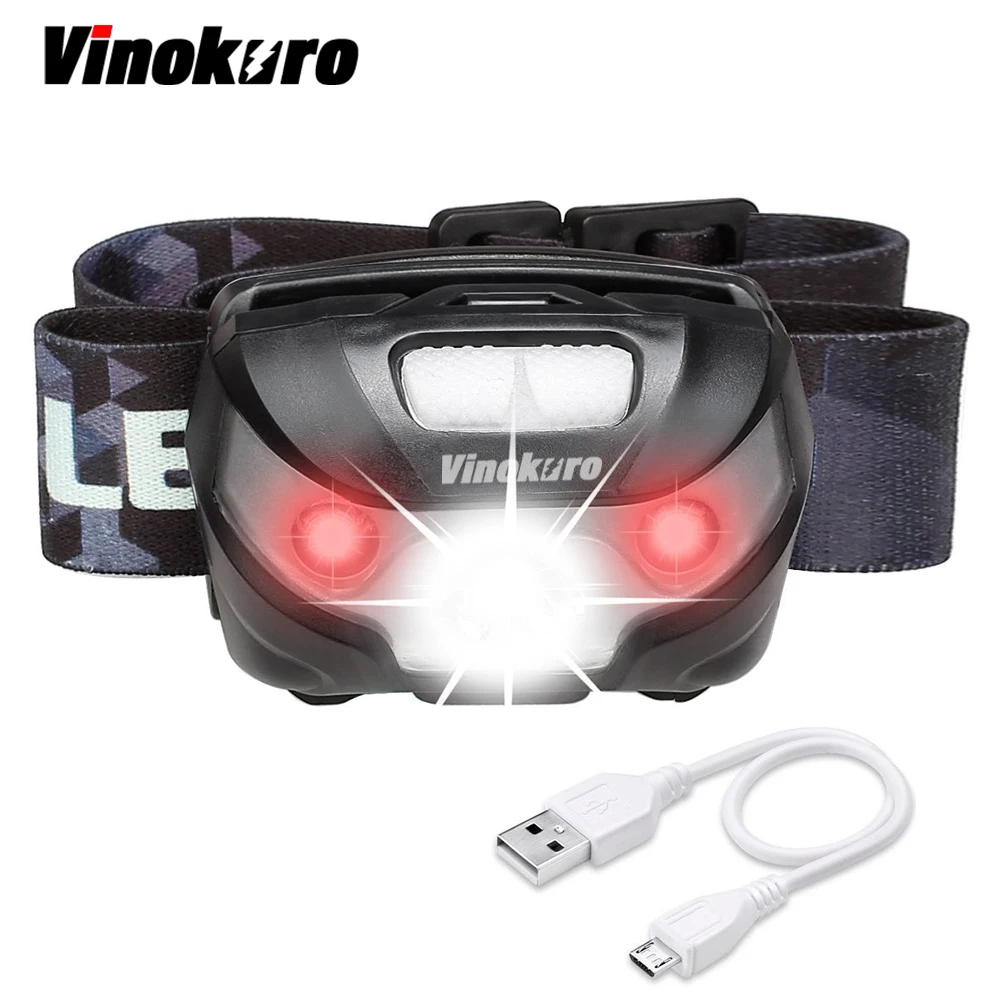 Vinokuro Rechargeable USB Headlamp Running Headlamps Perfect for