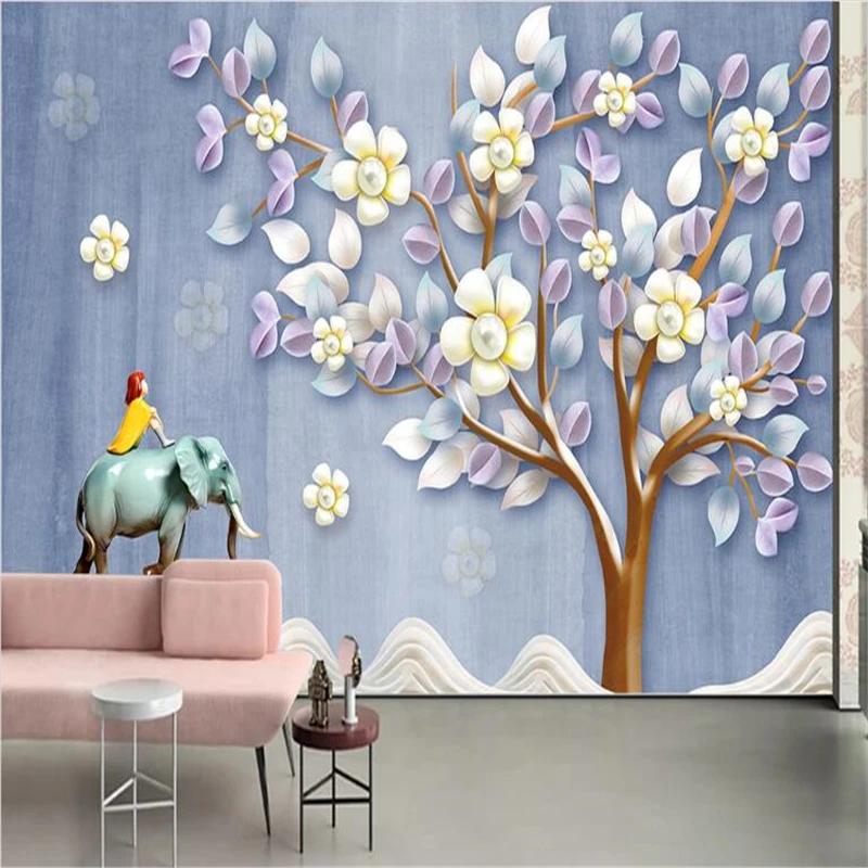 Beibehang Custom Nordic Simple Fresh Three Dimensional Relief Money Tree Jewelry Flower 3d Wallpaper Tv Background Wall Mural Hd Tv Background 3d Wallpaperwall Mural Aliexpress