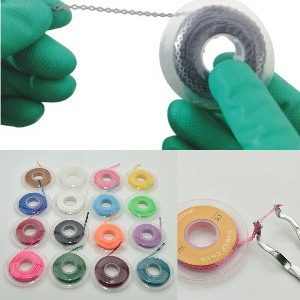 

Dental Orthodontics Elastic Ultra Power Chains Rubber Spool Continuous Type Size Dentist Materials Random Color