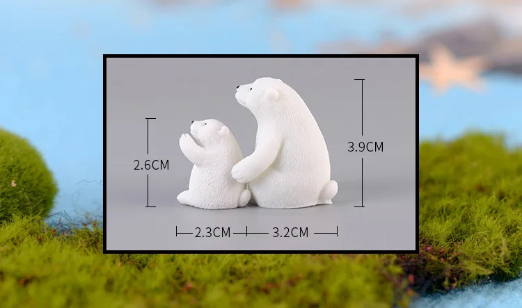 BAIUFOR Animal Miniatures Polar Bear White Lovely Mother Bear Keychain Material Terrarium Figurines DIY Fairy Garden Decor