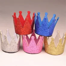 30 шт/партия пробный заказ Мини Войлок украшение ко дню рождения, корона, блестящая фетровая Корона первый праздничный колпак кидосыра