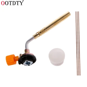

OOTDTY Flamethrower Burner Butane Gas Blow Torch Hand Ignition Camping Welding BBQ Tool+Rods+Flux