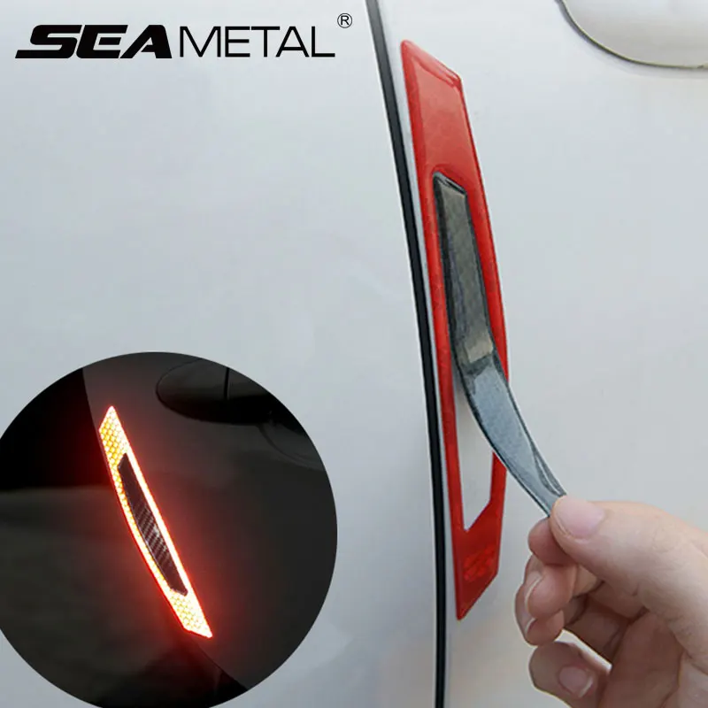 

Carbon Fiber Car Door Edge Guard Strip Warning Reflective Auto Anti Collision Wheel Brow Protector Trim Protection Car Styling