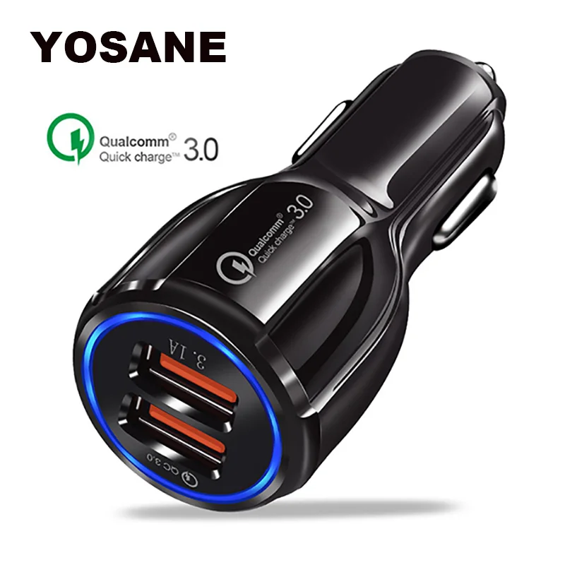 

Quick Charge 3.0 2 Port USB Car Charger Mobile Phone Dual Car Usb Charger Qc 3.0 Fast Charging for iPhone Samsung xiaomi Tablet