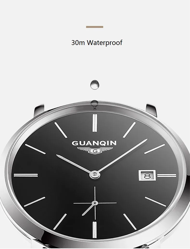  New GUANQIN Men Mechanical Watches 10mm Ultra Thin Leather Watches Luxury Brand Man Watch 30m Waterproof Calendar Wristwatches  (12)