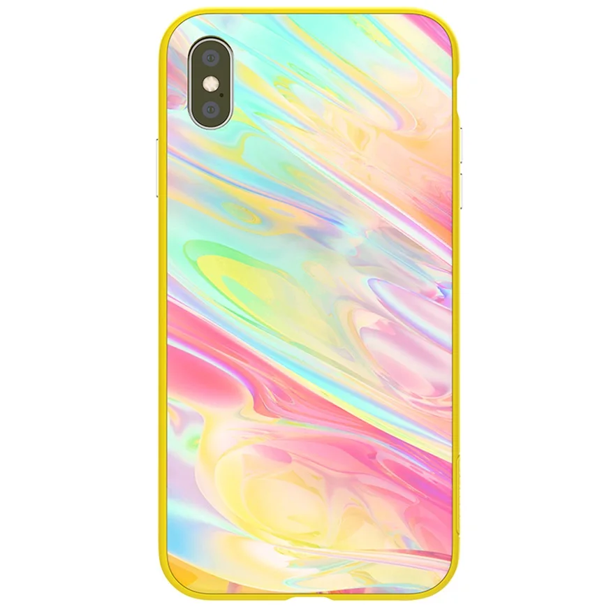 Чехол для iphone XS Max XR чехол Nillkin Красочный зеркальный эффект покрытие из закаленного стекла+ Жесткая задняя панель из поликарбоната для iphone XS Max чехол - Цвет: Yellow