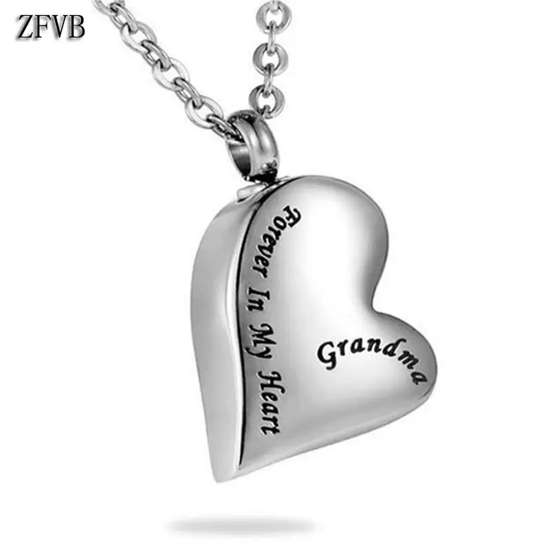 

ZFVB 316L Stainless Steel Ash Heart Pendant & Necklace Memorial Cremation Urn Necklaces Locket Pendants Bone Ash Jewelry For Men