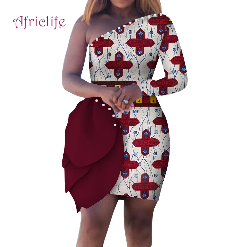 16 African Sexy Skirt for Lady with Pearls Decorations Special Design Aboce Knee Clothes WY4859 - Цвет: 16