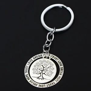 Charm Keychains Silver Plated Pendant Round Tree Life Family Gifts Love Dream Hope Trust Word Keyring Charm Keychains Silver Plated Pendant Round Tree Life Family Gifts Love Dream Hope Trust Word Keyring
