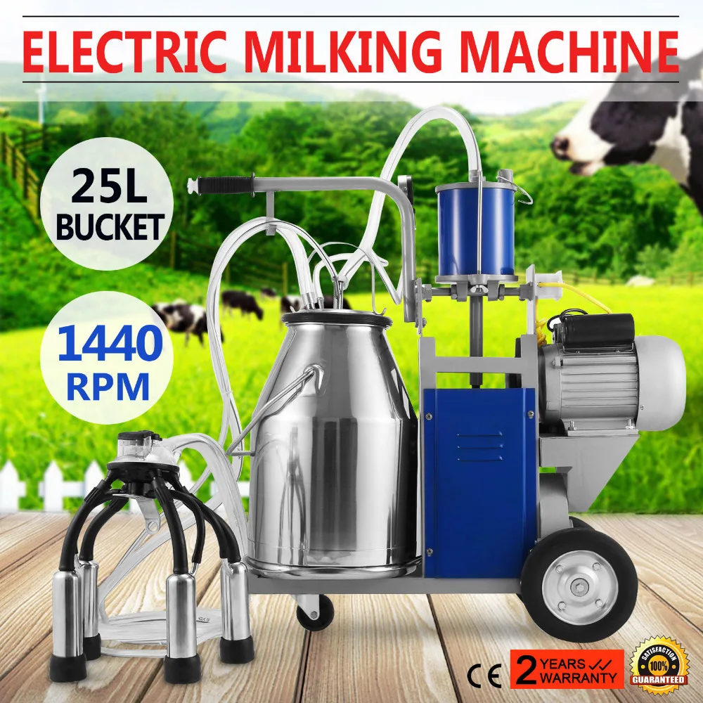 Tragbar 25L Kühe Elektrisch Melkmaschine Milker Melkeimer 304 Milking Machine 