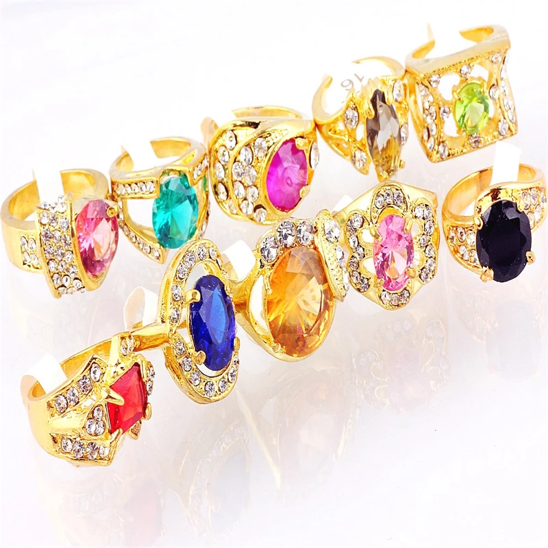 QianBei 40 шт. многоцветные полимерные винтажные кольца для мужчин и женщин модные ювелирные изделия Золотое кольцо с кристаллами