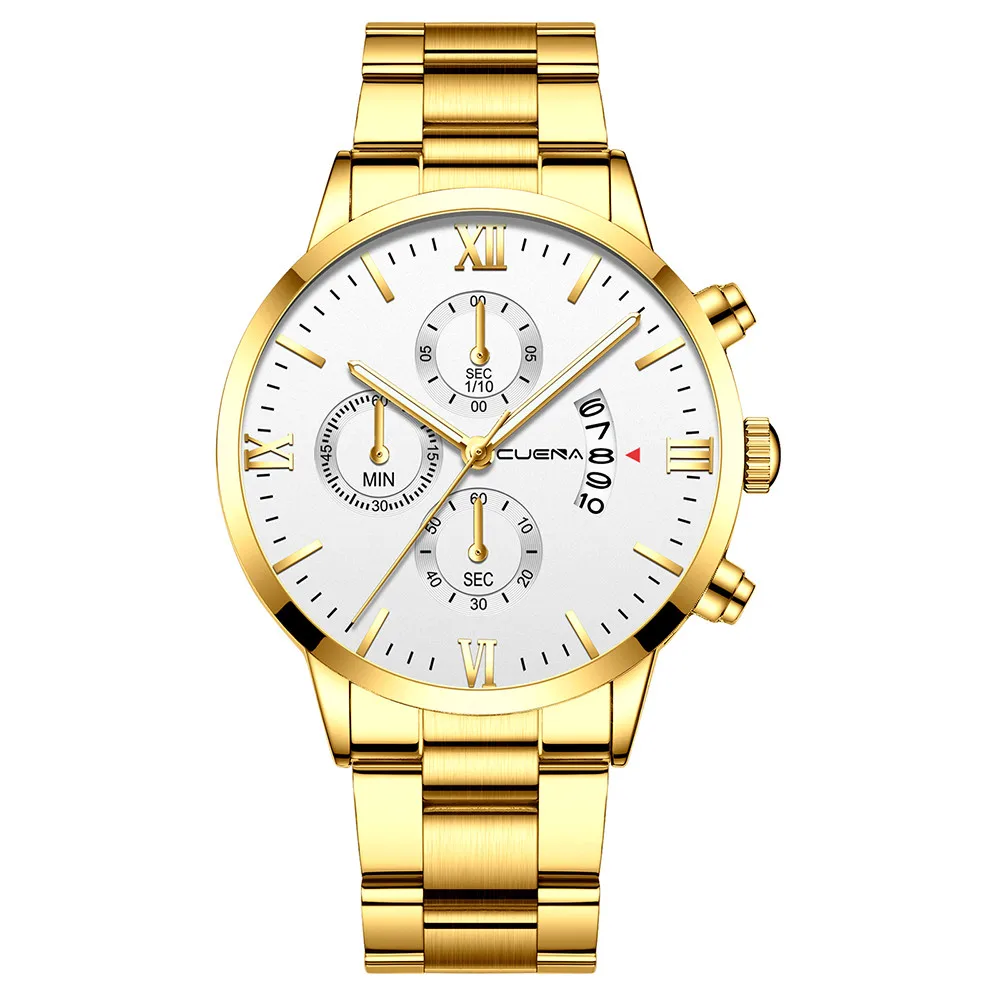 Мужские часы модные роскошные брендовые деловые часы Reloj Hombre кварцевые повседневные спортивные винтажные стальные золотые часы Relogio Masculino - Цвет: I
