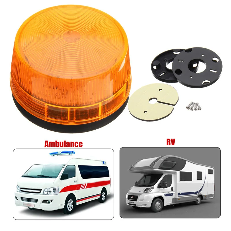 Waterproof 12V 120MA 15LED Emergency Safely Security Alarm Strobe Signal Warning Light Yellow Flash LED Light