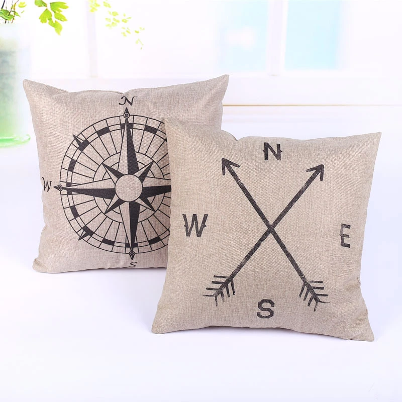New Arrival European Nautical Compass Cushion Home Car Throw Pillows Cases Cotton And Linen Pillows Decorative Throw Pillowcase Car Key Case Car Seat Cushion Covercase Lanyard Aliexpress