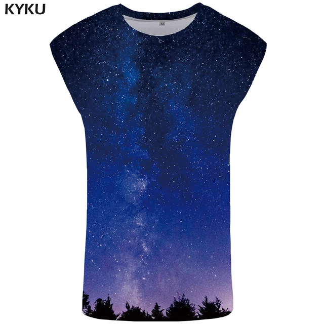 KYKU Brand Galaxy Tank Top Men Light Singlet Gothic Undershirt Trend Vest Space Mens Bodybuilding Ftness Clothing