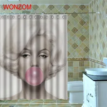 WONZOM 1Pcs Marilyn Monroe Waterproof Shower Curtain Belle Bathroom Decor Decoration Cortina De Bano 2017 Girl Bath Curtain Gift marilyn monroe print shower curtain with hook 12pcs