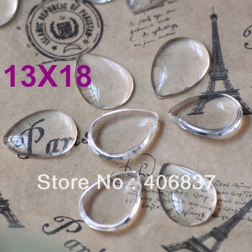 

100pcs/Lot, Good Quality 13X18mm Dome Teardrop Clear Magnifying Glass Cabochon