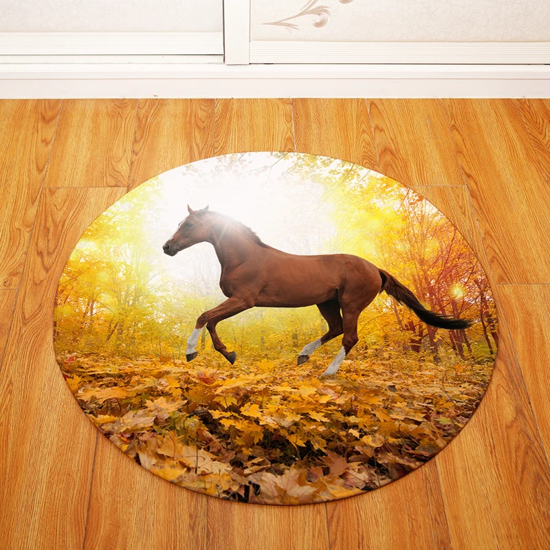 

Horse Pattern Round Tapete For Living Room Bedroom Home Decor Carpet Rug Children Kids Soft Play Mat