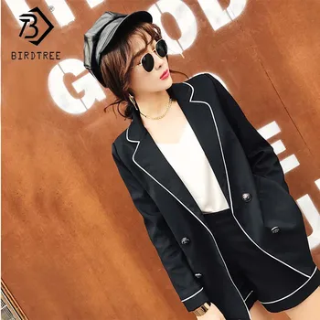 

2019 Women's Short Suits Solid Long Sleeve Double Breasted Notched Top Elastic Waist Pockets Pants Office Lady Fashion S91436J