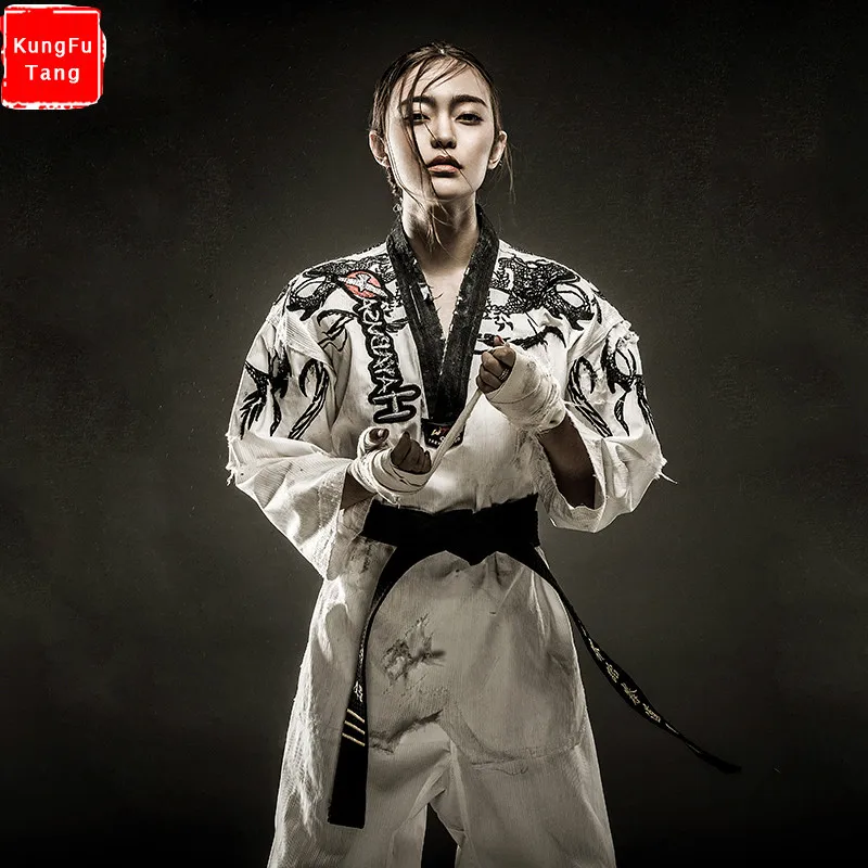 

Adult Personalized embroidery taekwondo dobok long sleeve individual character WTF tae kwon do uniforms TKD Suit Karate clothes