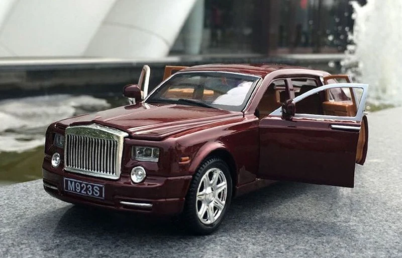 Детские игрушки 1:24 Литой под давлением сплав Rolls-Royce Phantom 1:24 Литой под давлением винно-Красный модель автомобиля коллекция мини-модель автомобиля игрушки W звуковой светильник