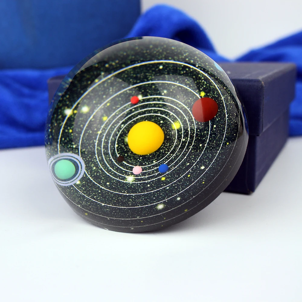 1717 50 De Réductiongalaxie 8 Planètes Système Solaire Planète Cristal Demi Boule Presse Papiers Décor Astronomique Cadeau éducatif In Statues Et