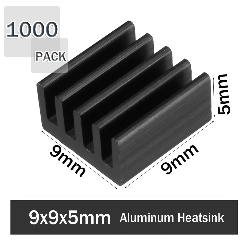 1000Pcs Gdstime 9x9x5mm Aluminum Radiator Heatsink Raspberry PI Accessories Heatsink Cooler for cooling VRM Stepper Driver 1000Pcs Gdstime 9x9x5mm Aluminum Radiator Heatsink Raspberry PI Accessories Heatsink Cooler for cooling VRM Stepper Driver