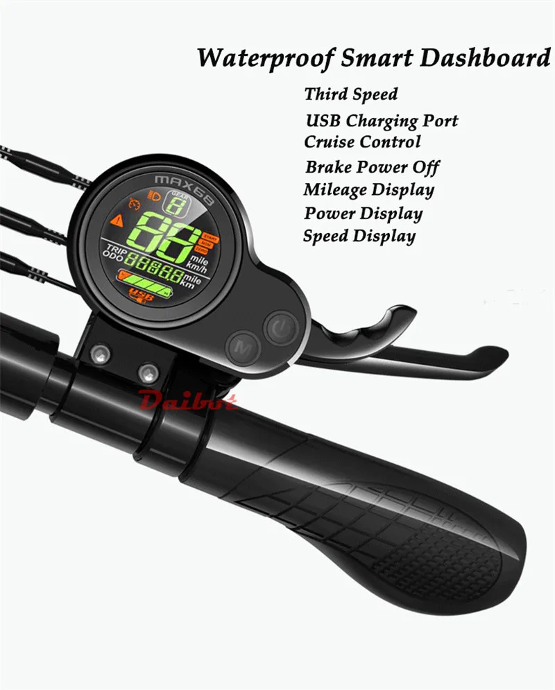  Daibot Folding Kick Scooter Adults Two Wheel Electric Scooters Single Motor 500W 48V 10 inch Foldab