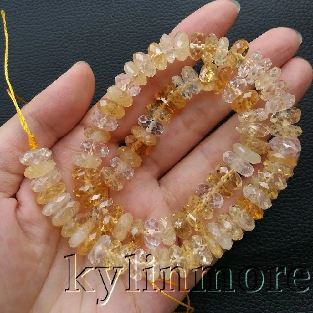 

8SE11156 5x10mm Natural Yellow Crystal Rondelle Faceted Loose Beads 15.5" Strand