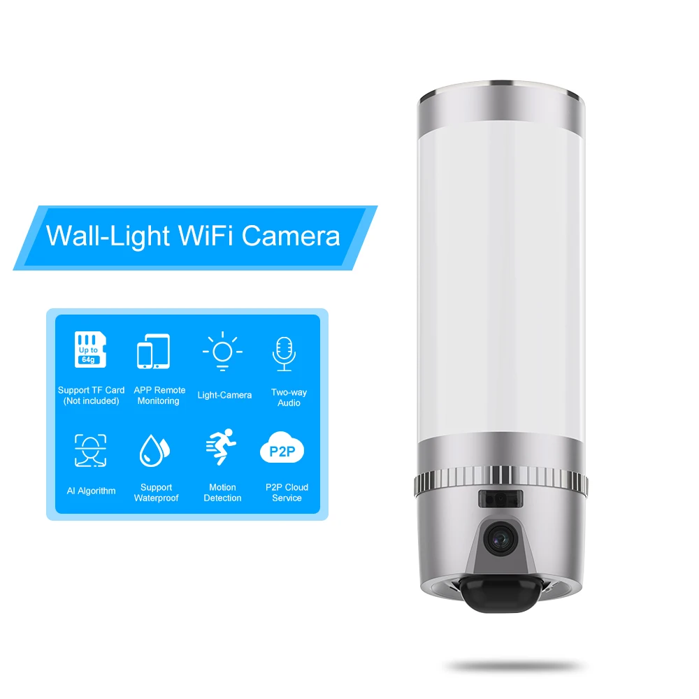 

Wall-Light Wireless1080P WiFi Camera Floodlight Security Cam Siren Alarm Built-in Suspicious Intrusion Detection AI Algorithm