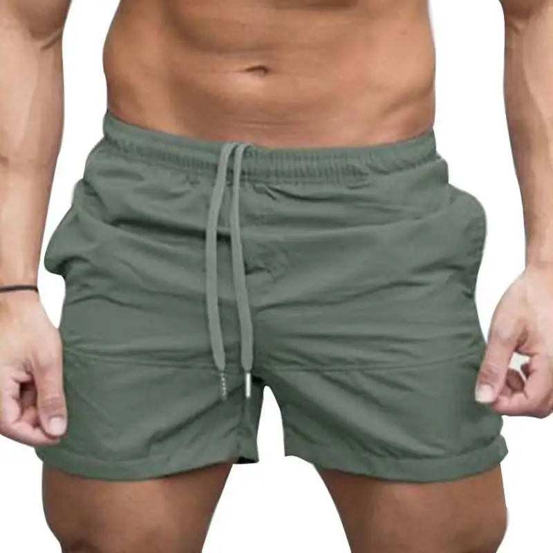 Men Basic Short Solid Color Home Sport Short Casual Drawstring Elastic