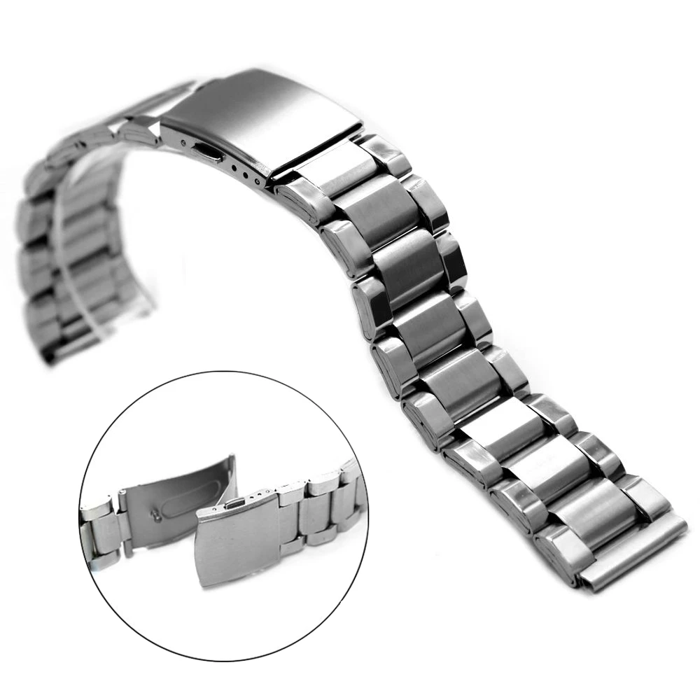 

20mm 22mm 24mm Elegant Matt Silver Stainless Steel Men Watch Band Straps WB1035SB