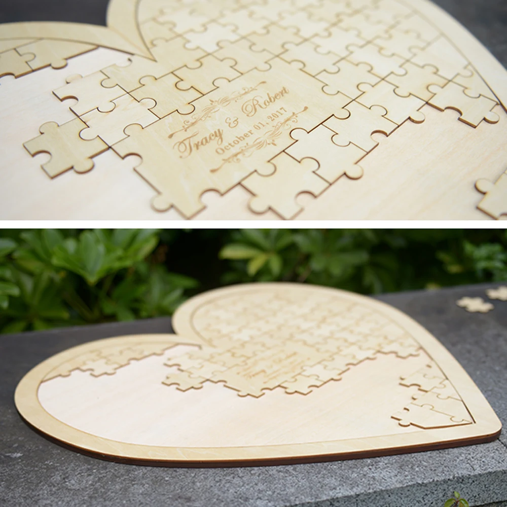 Customs Personalised Puzzle Heart Shaped wedding guestbook alternative hanging heart Puzzle Wedding guest book hearts1