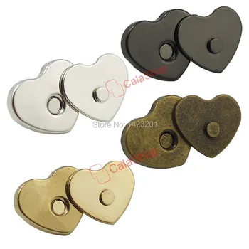 

50 sets 14mm 9/16" Heart-shaped Love Magnetic Purse Snaps Closures Craft for Bag Book Leather 4 color choice F20 Free Shipping