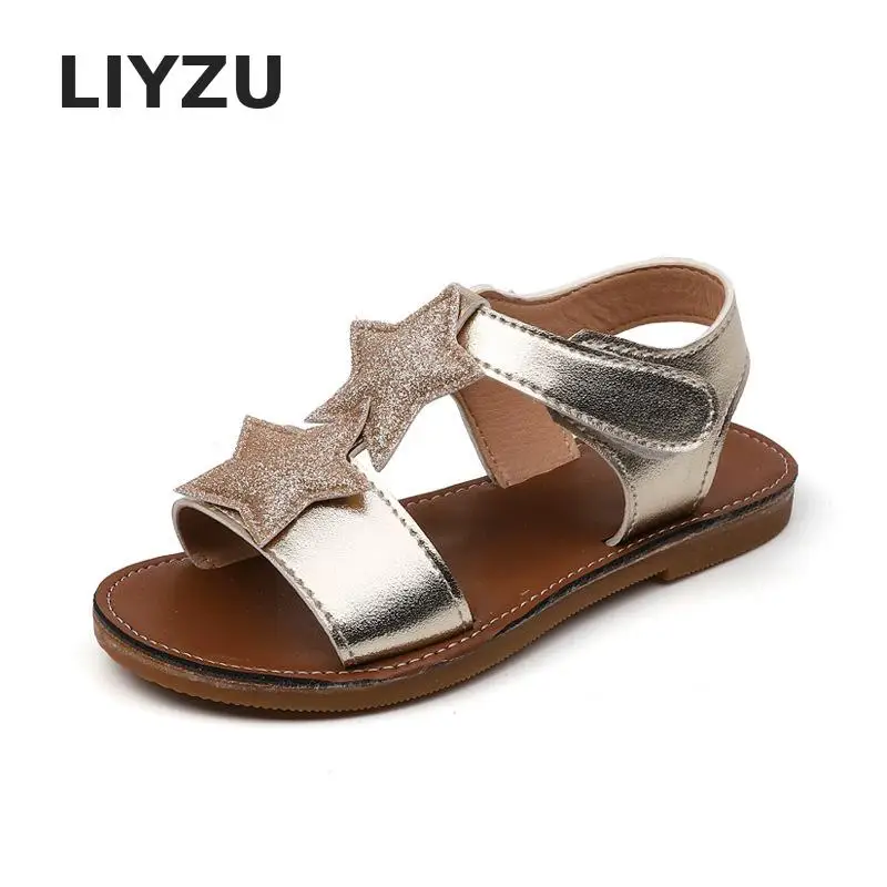 

Kids Shoes Summer Pu Leather Girls Sandals Baby Girls Toddler Casual Shoes Stars Girls Princess Children Shoes Black Gold Silver