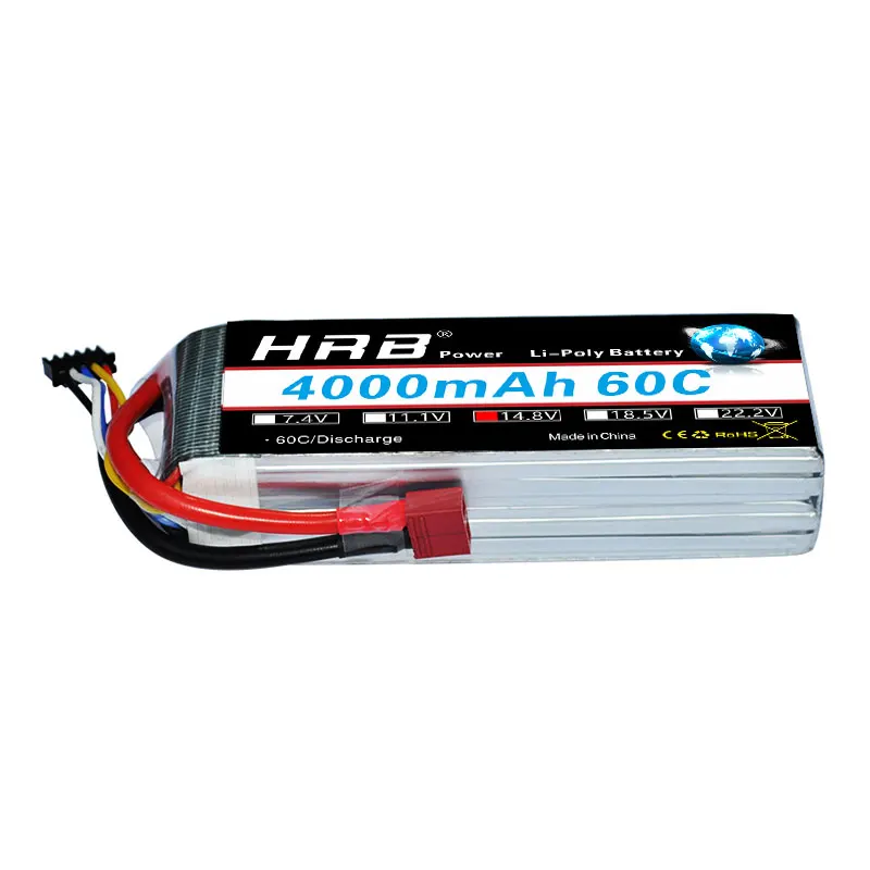 Аккумулятор hrb lipo 4S 14,8 V 3000mAh 3300mAh 3600mAh 4000mAh 4200mAh 60C T Deans разъем RC части для вертолета самолета дрона AKKU - Цвет: 4S 4000mah 60C