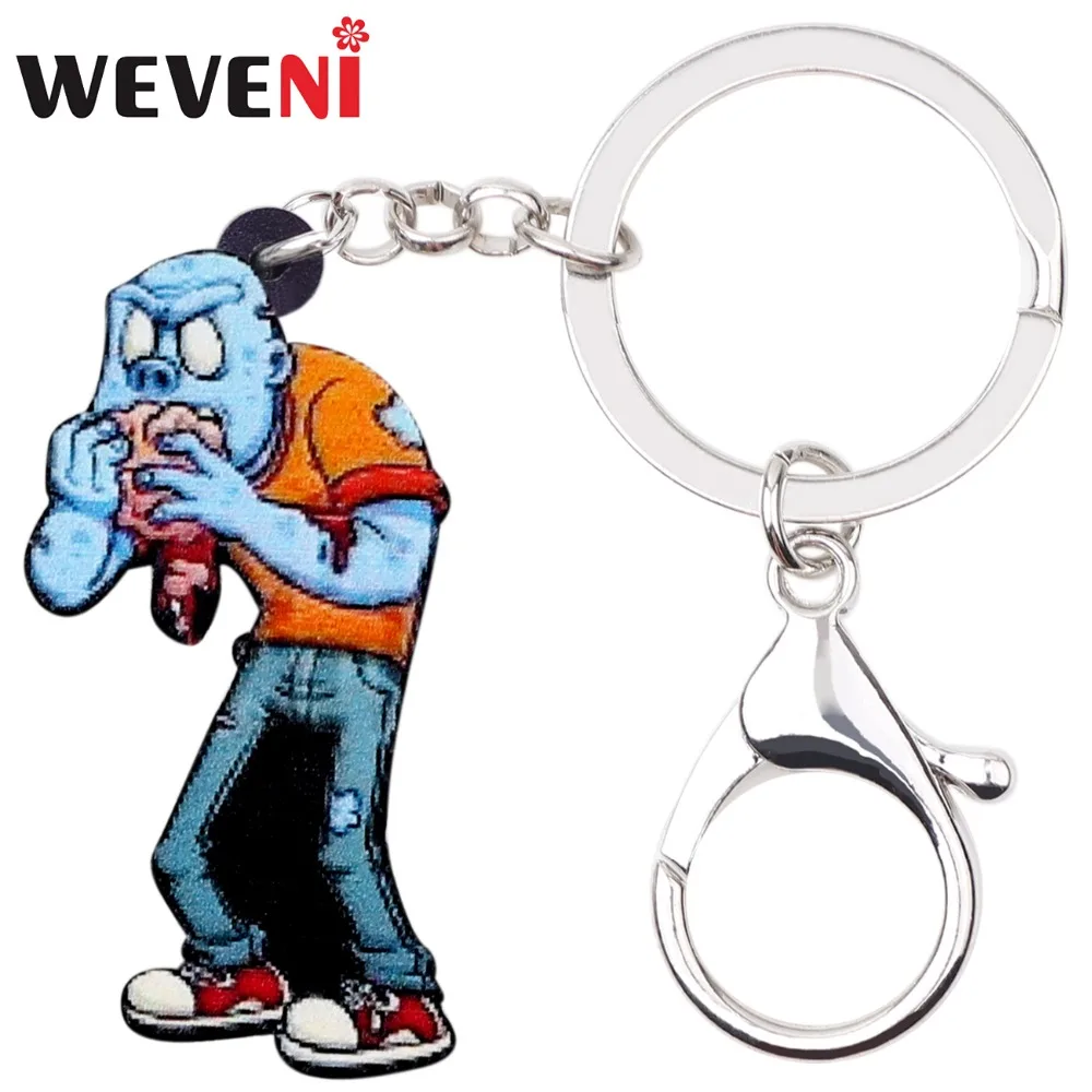 WEVENI акриловый брелок для Хэллоуина едящий мозг с зомби кольцо подвеской аниме