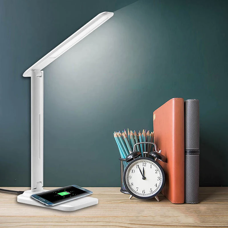 

QI Wireless Charger USB Eye-Care Book Lamp Torch LED Booklight Portable Piano Reading Light Study