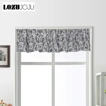 

LOZUJOJU 1 piece Short Curtains Valance Rod Pocket Leaves Stripe Drops Kitchen Windows All Match Thread Fabric Home Rustic