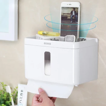 

YFGXBHMX Multifunctional Plastic Waterproof Tissue Box Toilet Toilet Nail-free Punching Tray Paper Roll Paper Towel Rack